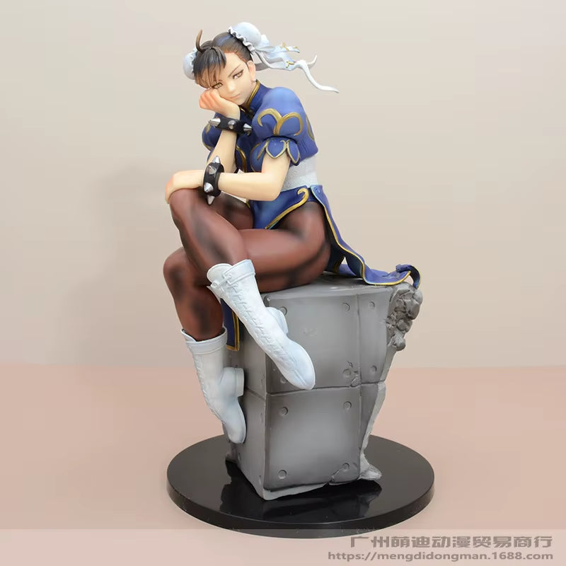 Street Fighter 5 Chun Li Sitting Pose Qipao Figure Model Statue Collectible Gift Anime Girl Doll Fighting Game Action Toy