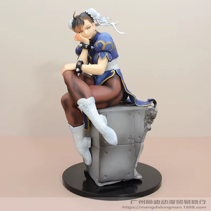 Street Fighter 5 Chun Li Sitting Pose Qipao Figure Model Statue Collectible Gift Anime Girl Doll Fighting Game Action Toy