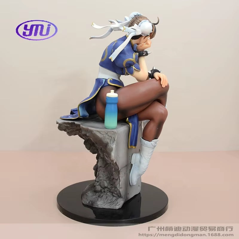 Street Fighter 5 Chun Li Sitting Pose Qipao Figure Model Statue Collectible Gift Anime Girl Doll Fighting Game Action Toy
