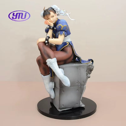 Street Fighter 5 Chun Li Sitting Pose Qipao Figure Model Statue Collectible Gift Anime Girl Doll Fighting Game Action Toy