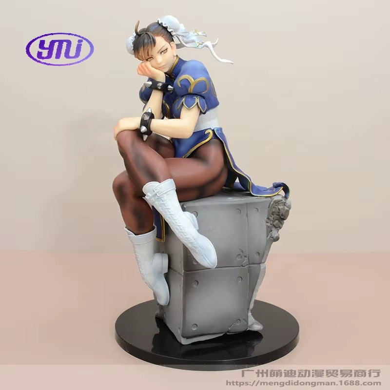 Street Fighter 5 Chun Li Sitting Pose Qipao Figure Model Statue Collectible Gift Anime Girl Doll Fighting Game Action Toy