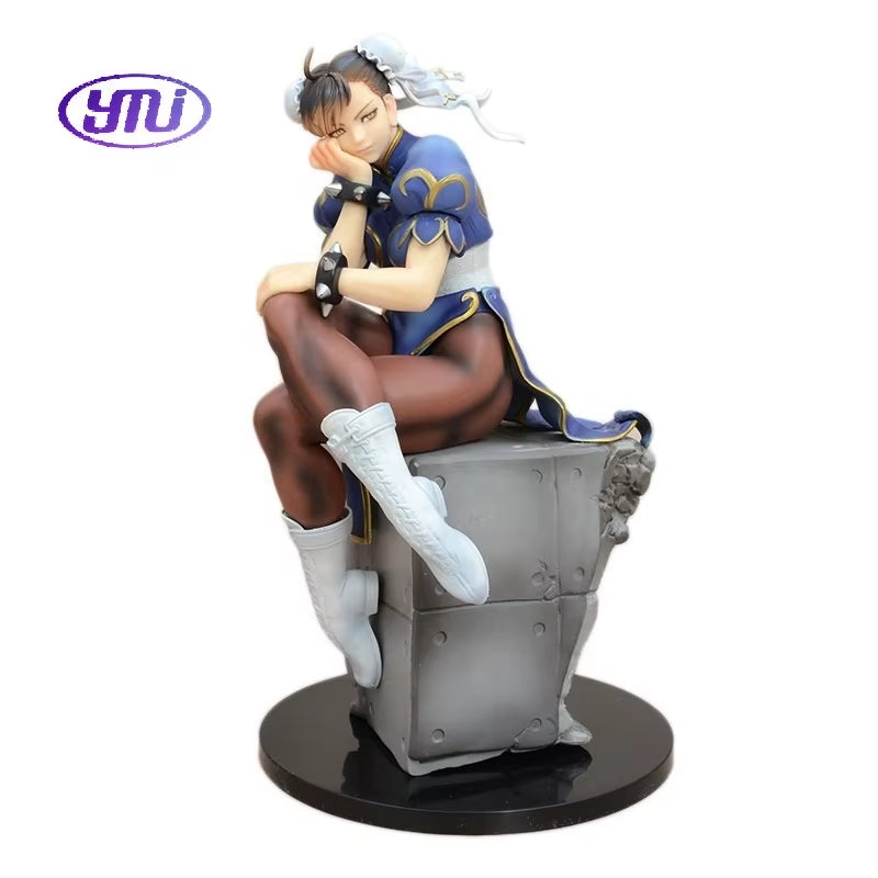 Street Fighter 5 Chun Li Sitting Pose Qipao Figure Model Statue Collectible Gift Anime Girl Doll Fighting Game Action Toy