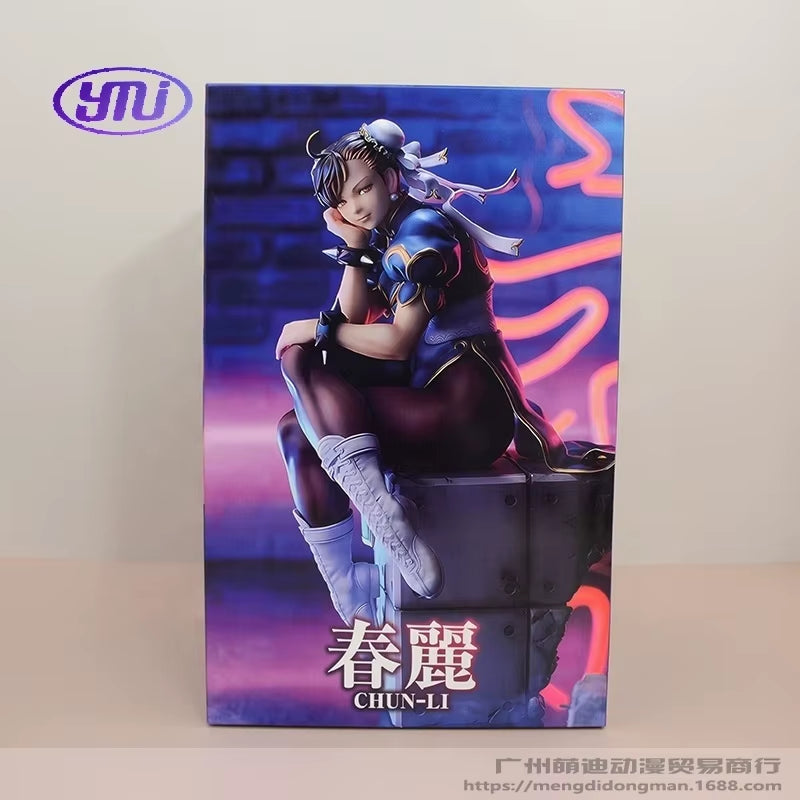 Street Fighter 5 Chun Li Sitting Pose Qipao Figure Model Statue Collectible Gift Anime Girl Doll Fighting Game Action Toy